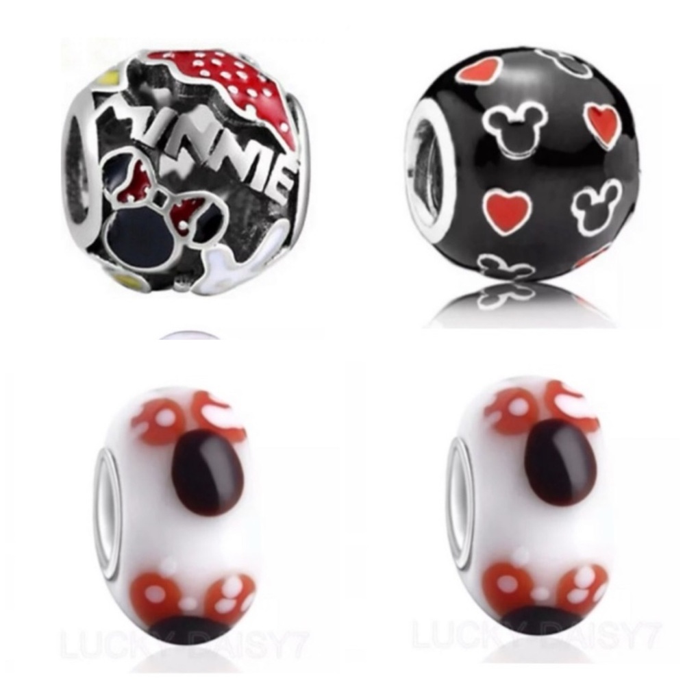 4 Pc Mickey Mouse Spacer Bead Charm Collection Set